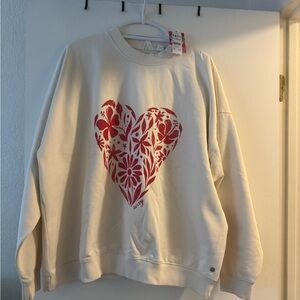 Roxy Cream Sweater with Red Heart Design